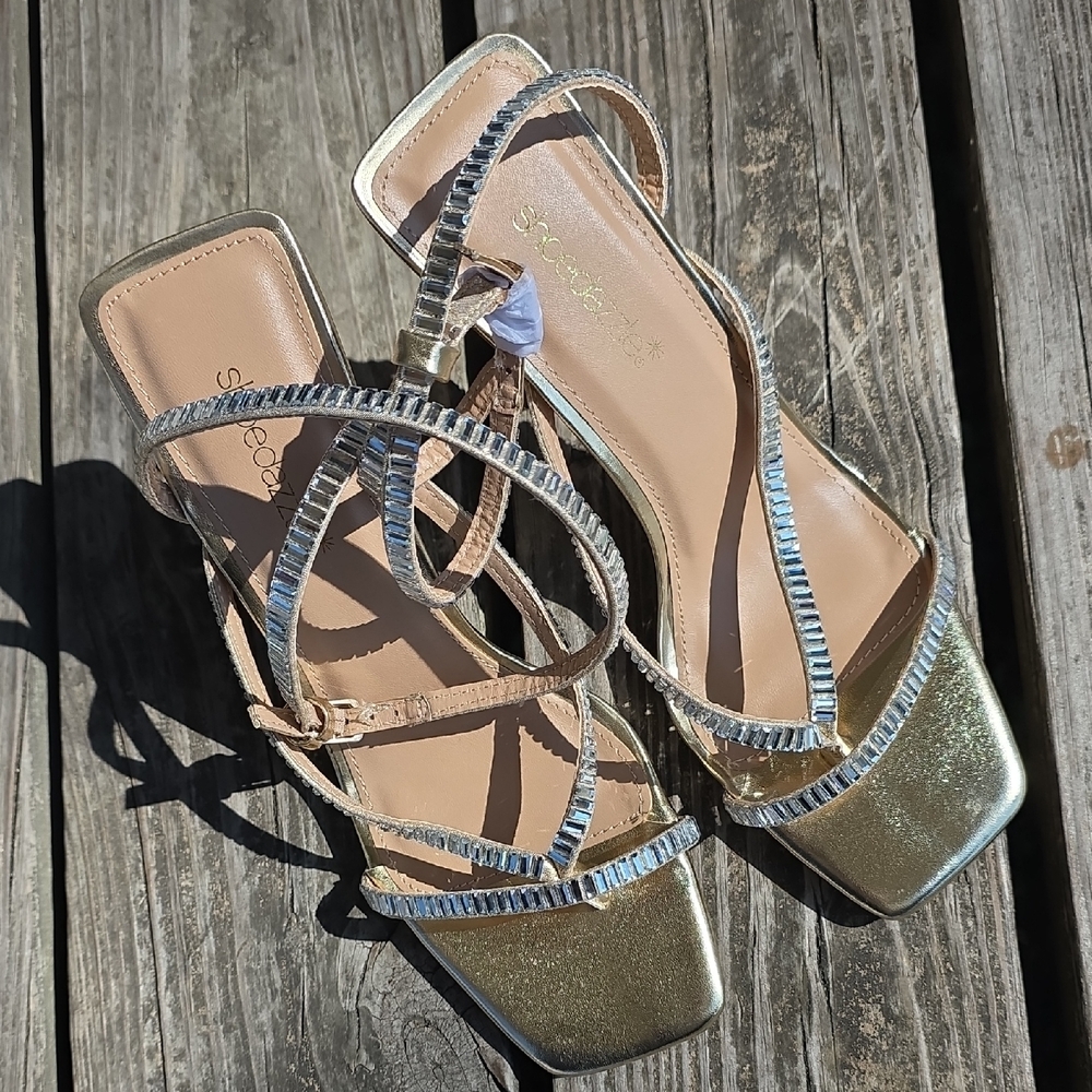 Shoe Dazzle Metallic Strappy Heels